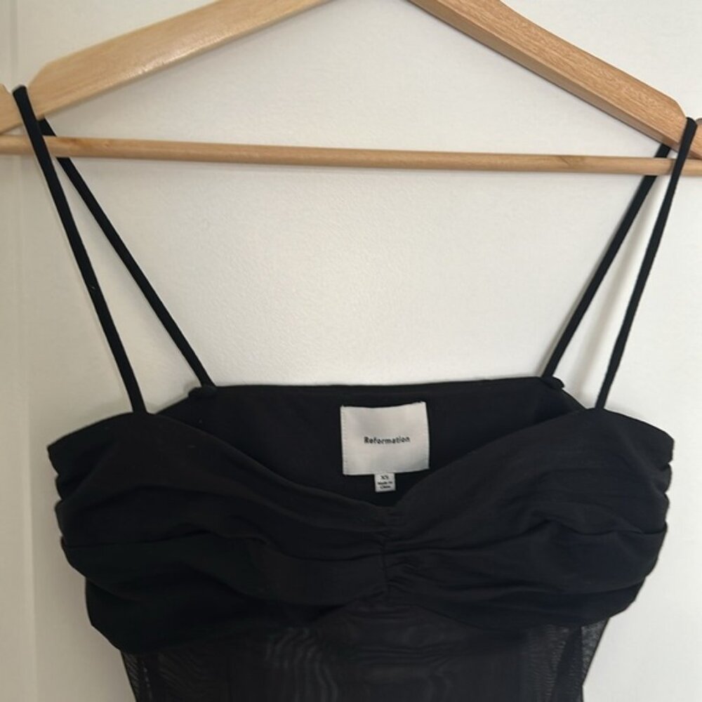 NEW Reformation Milly Knit Sheer Top in Black | size XS - Picture 6 of 9